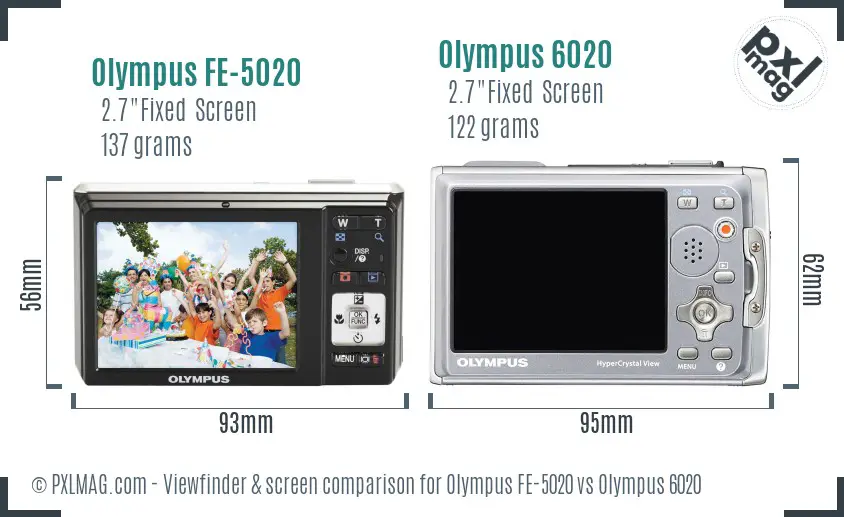 Olympus FE-5020 vs Olympus 6020 Screen and Viewfinder comparison