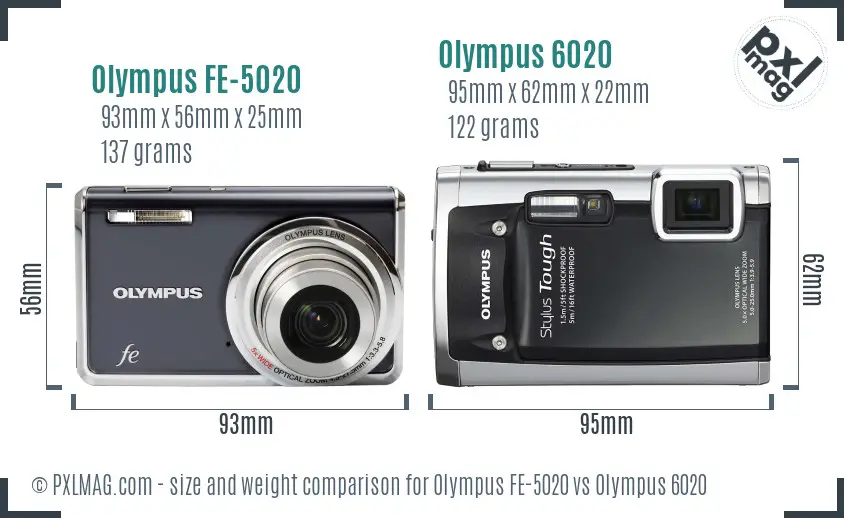 Olympus FE-5020 vs Olympus 6020 size comparison
