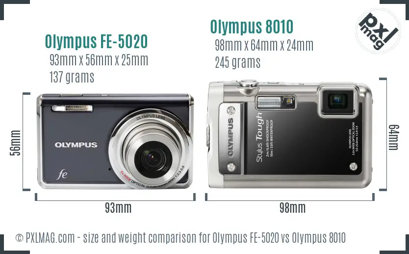 Olympus FE-5020 vs Olympus 8010 size comparison
