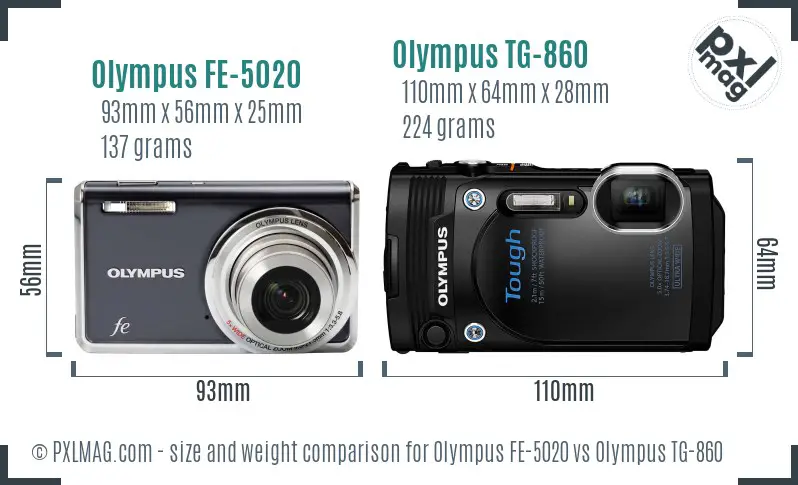 Olympus FE-5020 vs Olympus TG-860 size comparison