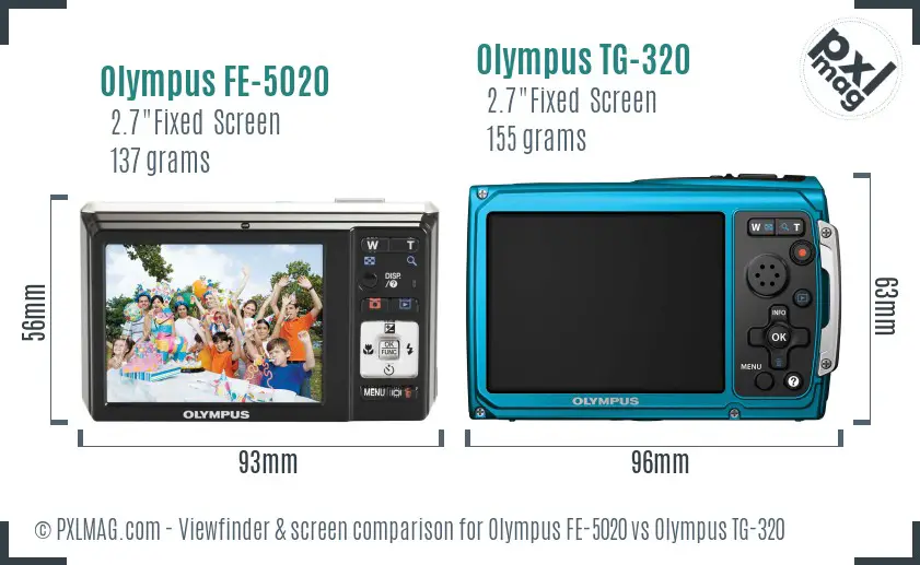 Olympus FE-5020 vs Olympus TG-320 Screen and Viewfinder comparison