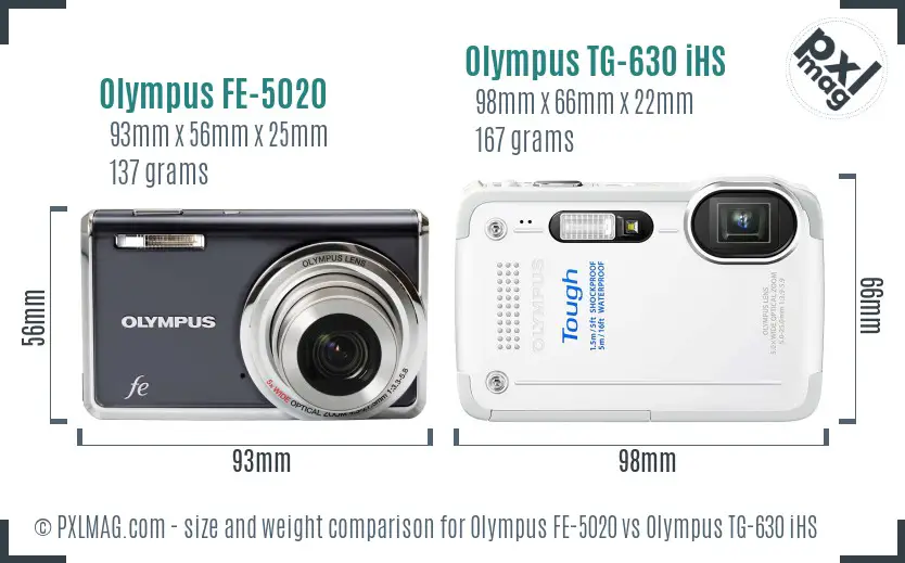 Olympus FE-5020 vs Olympus TG-630 iHS size comparison