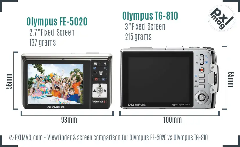Olympus FE-5020 vs Olympus TG-810 Screen and Viewfinder comparison