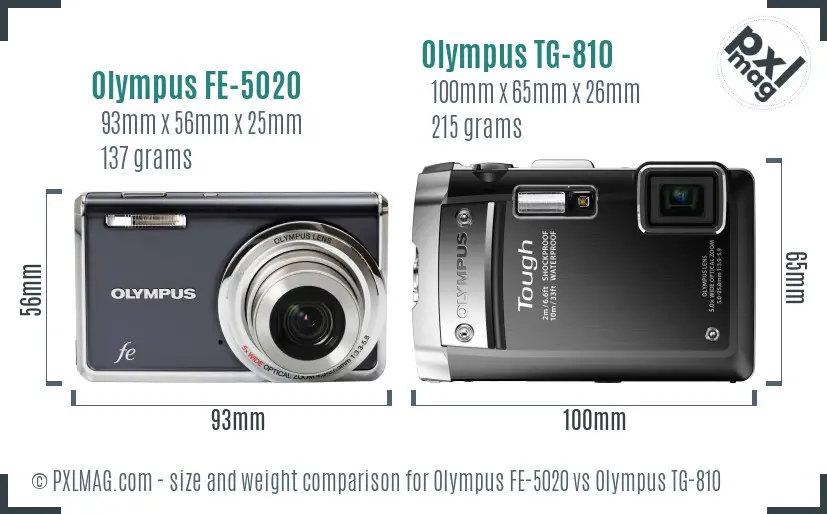 Olympus FE-5020 vs Olympus TG-810 size comparison