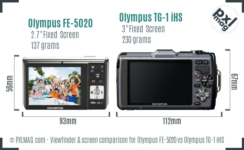 Olympus FE-5020 vs Olympus TG-1 iHS Screen and Viewfinder comparison