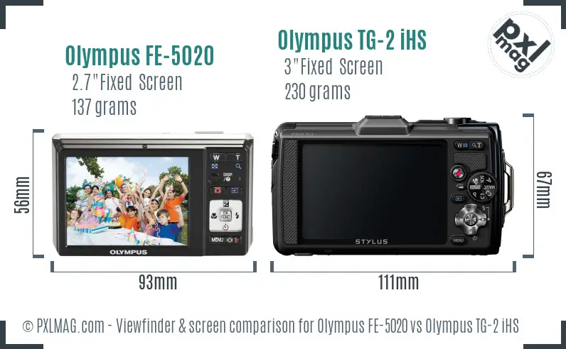 Olympus FE-5020 vs Olympus TG-2 iHS Screen and Viewfinder comparison