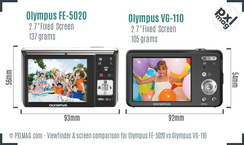 Olympus FE-5020 vs Olympus VG-110 Screen and Viewfinder comparison