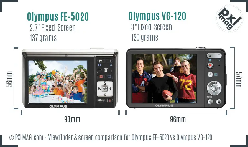 Olympus FE-5020 vs Olympus VG-120 Screen and Viewfinder comparison