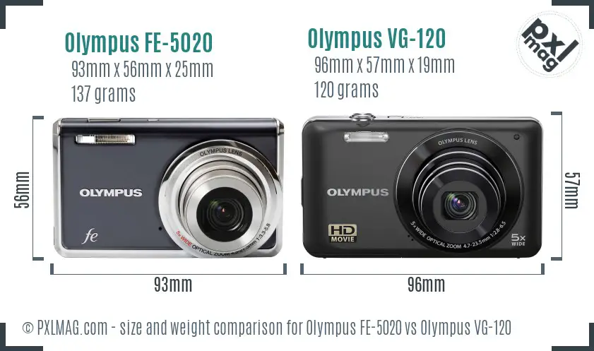 Olympus FE-5020 vs Olympus VG-120 size comparison
