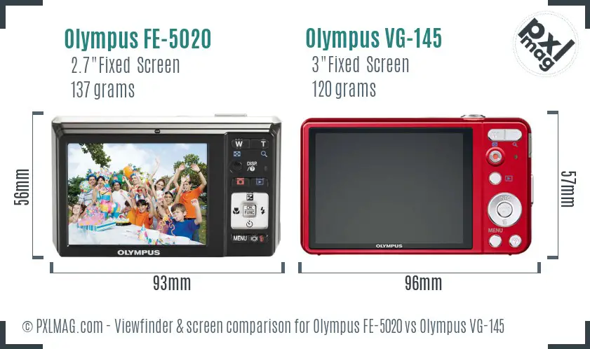 Olympus FE-5020 vs Olympus VG-145 Screen and Viewfinder comparison
