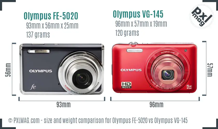 Olympus FE-5020 vs Olympus VG-145 size comparison