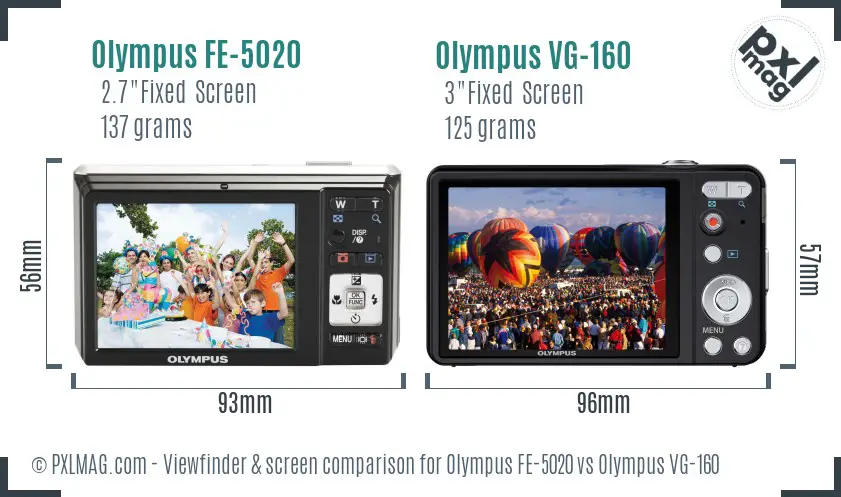 Olympus FE-5020 vs Olympus VG-160 Screen and Viewfinder comparison