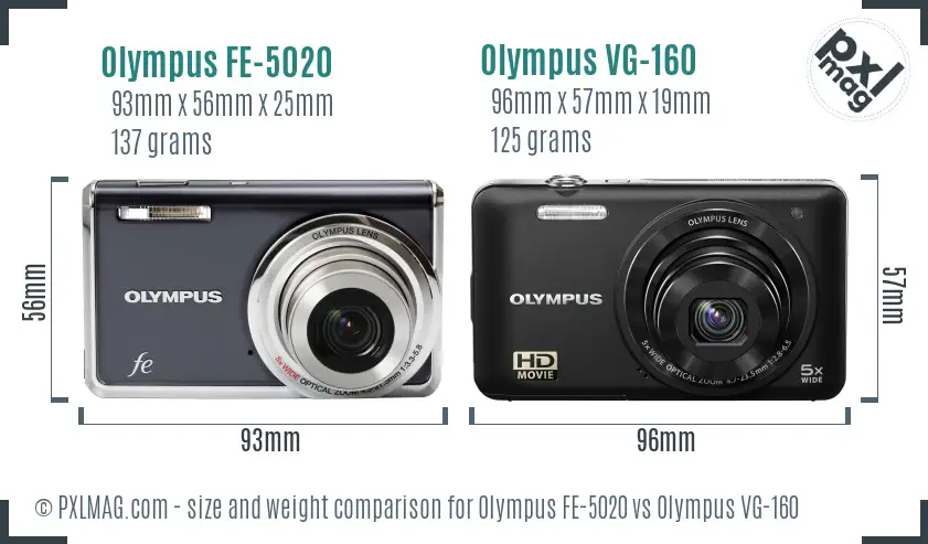 Olympus FE-5020 vs Olympus VG-160 size comparison