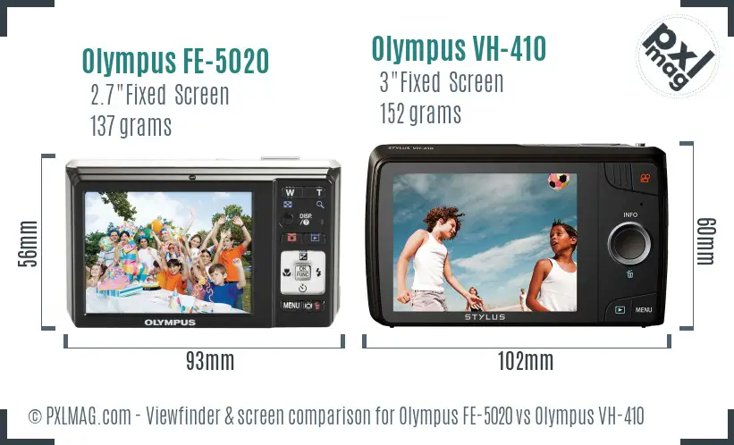 Olympus FE-5020 vs Olympus VH-410 Screen and Viewfinder comparison