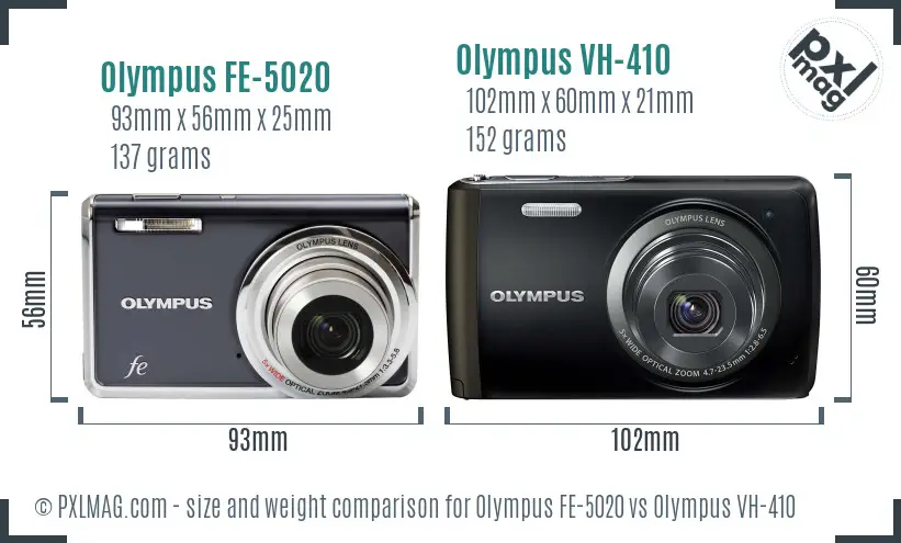 Olympus FE-5020 vs Olympus VH-410 size comparison