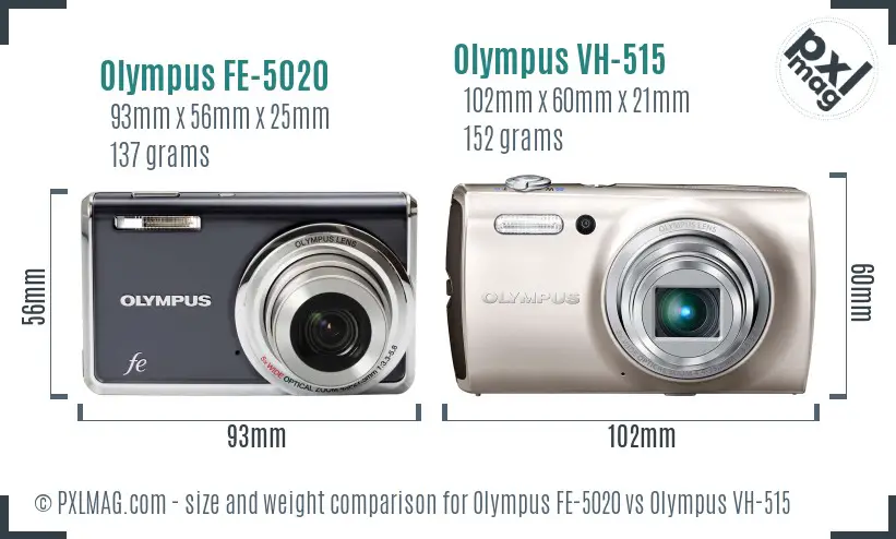 Olympus FE-5020 vs Olympus VH-515 size comparison