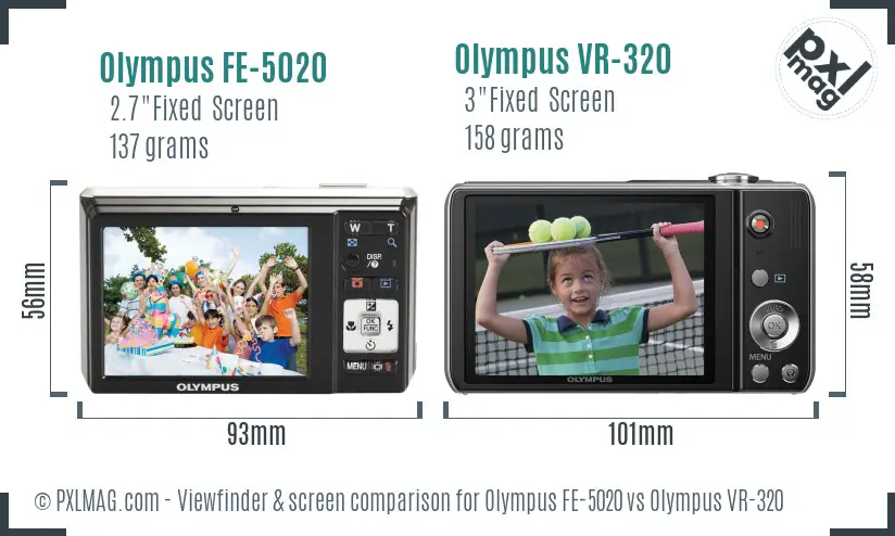 Olympus FE-5020 vs Olympus VR-320 Screen and Viewfinder comparison