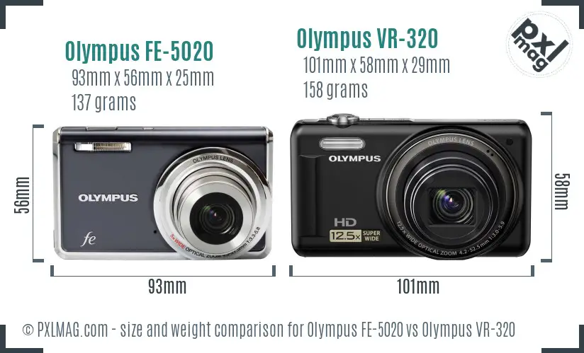 Olympus FE-5020 vs Olympus VR-320 size comparison