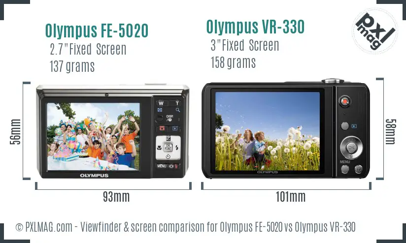 Olympus FE-5020 vs Olympus VR-330 Screen and Viewfinder comparison