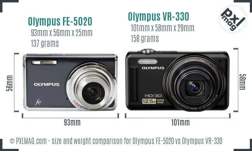 Olympus FE-5020 vs Olympus VR-330 size comparison