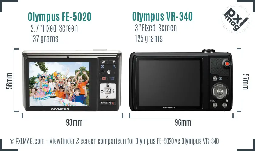 Olympus FE-5020 vs Olympus VR-340 Screen and Viewfinder comparison