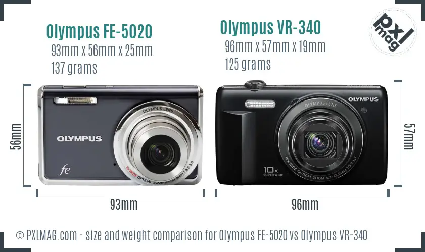 Olympus FE-5020 vs Olympus VR-340 size comparison