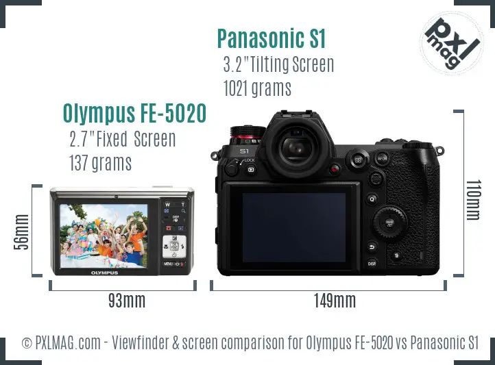 Olympus FE-5020 vs Panasonic S1 Screen and Viewfinder comparison