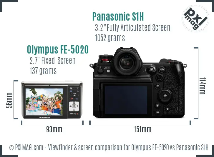 Olympus FE-5020 vs Panasonic S1H Screen and Viewfinder comparison