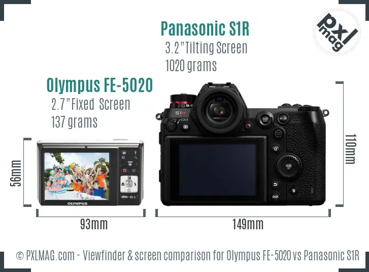 Olympus FE-5020 vs Panasonic S1R Screen and Viewfinder comparison