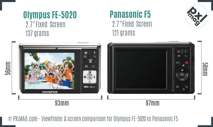 Olympus FE-5020 vs Panasonic F5 Screen and Viewfinder comparison