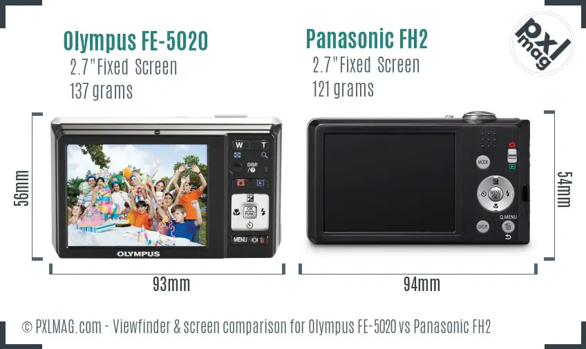 Olympus FE-5020 vs Panasonic FH2 Screen and Viewfinder comparison