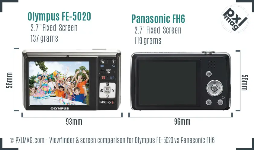 Olympus FE-5020 vs Panasonic FH6 Screen and Viewfinder comparison