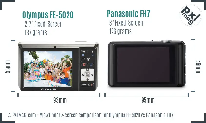 Olympus FE-5020 vs Panasonic FH7 Screen and Viewfinder comparison