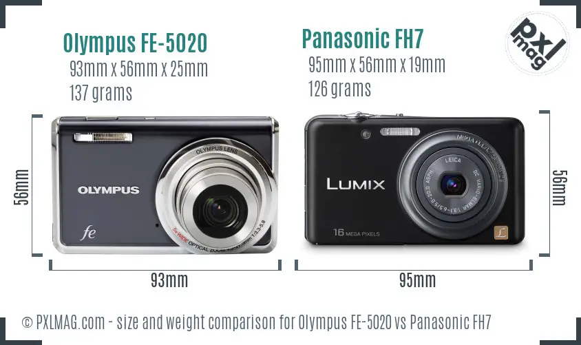 Olympus FE-5020 vs Panasonic FH7 size comparison