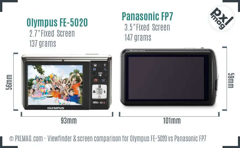 Olympus FE-5020 vs Panasonic FP7 Screen and Viewfinder comparison