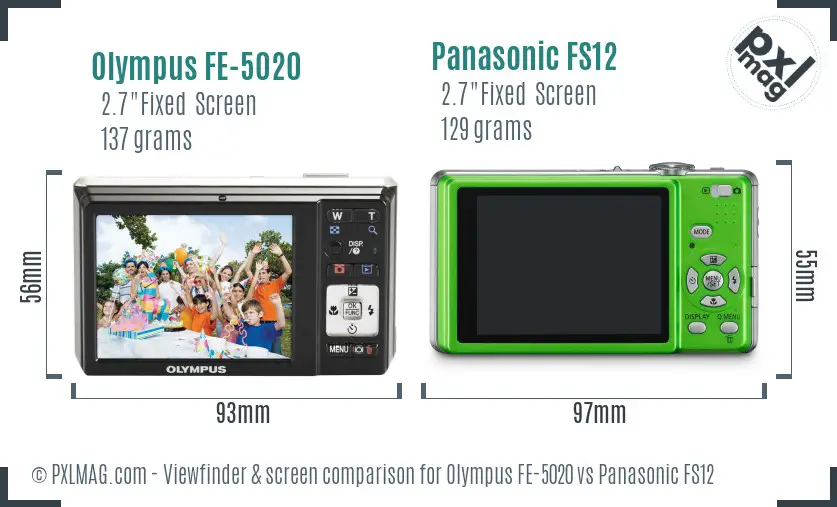 Olympus FE-5020 vs Panasonic FS12 Screen and Viewfinder comparison