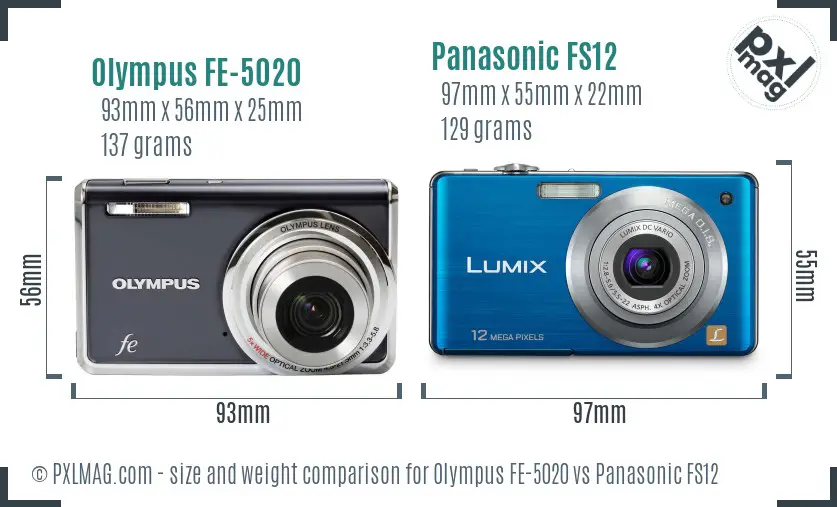 Olympus FE-5020 vs Panasonic FS12 size comparison