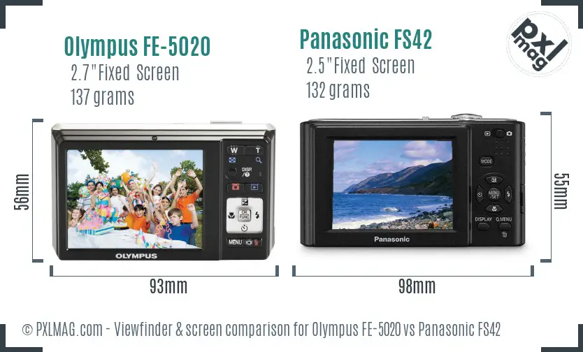 Olympus FE-5020 vs Panasonic FS42 Screen and Viewfinder comparison