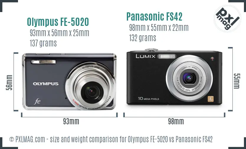 Olympus FE-5020 vs Panasonic FS42 size comparison