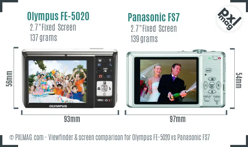 Olympus FE-5020 vs Panasonic FS7 Screen and Viewfinder comparison