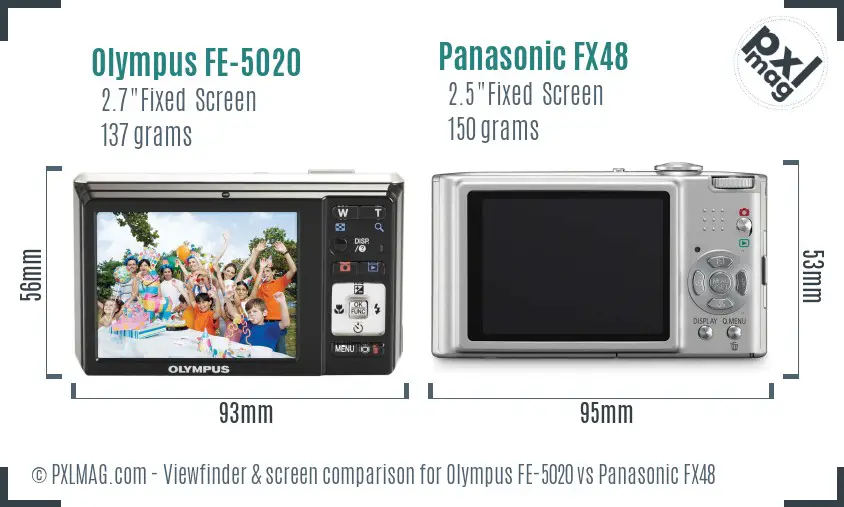 Olympus FE-5020 vs Panasonic FX48 Screen and Viewfinder comparison
