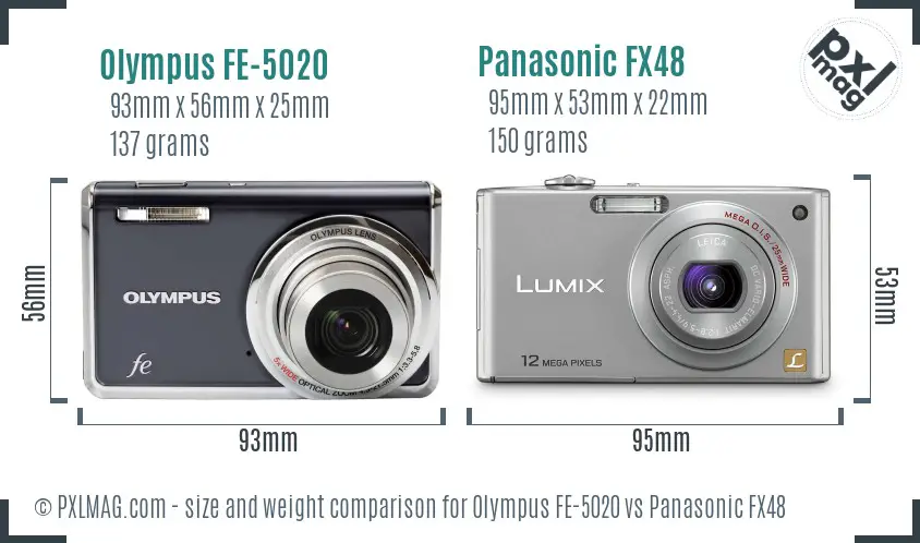 Olympus FE-5020 vs Panasonic FX48 size comparison