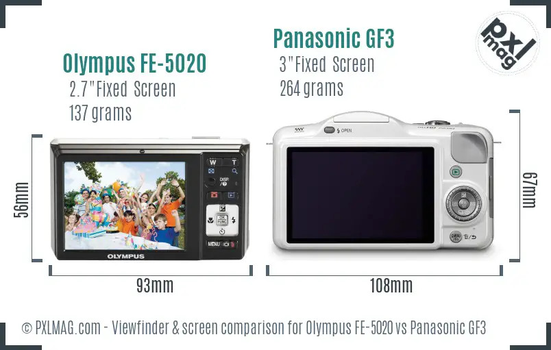 Olympus FE-5020 vs Panasonic GF3 Screen and Viewfinder comparison