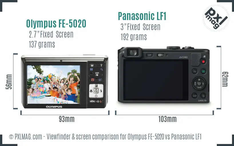 Olympus FE-5020 vs Panasonic LF1 Screen and Viewfinder comparison