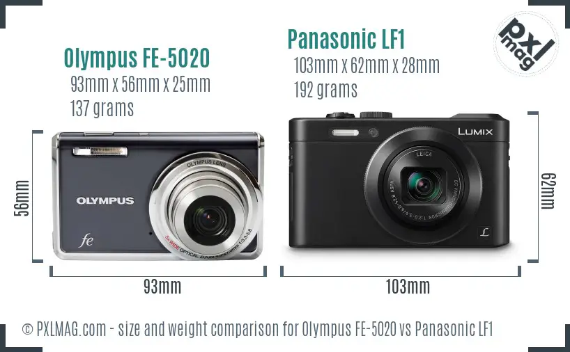 Olympus FE-5020 vs Panasonic LF1 size comparison