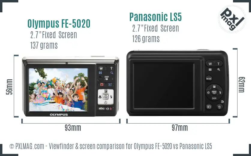 Olympus FE-5020 vs Panasonic LS5 Screen and Viewfinder comparison Olympus FE-5020 vs Panasonic LS5 Screen and Viewfinder comparison