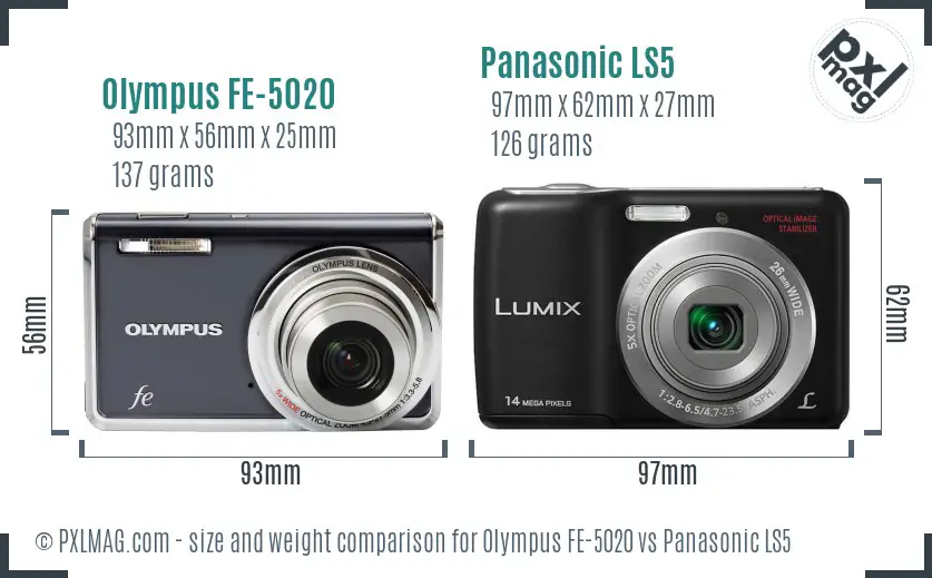 Olympus FE-5020 vs Panasonic LS5 size comparison Olympus FE-5020 vs Panasonic LS5 size comparison