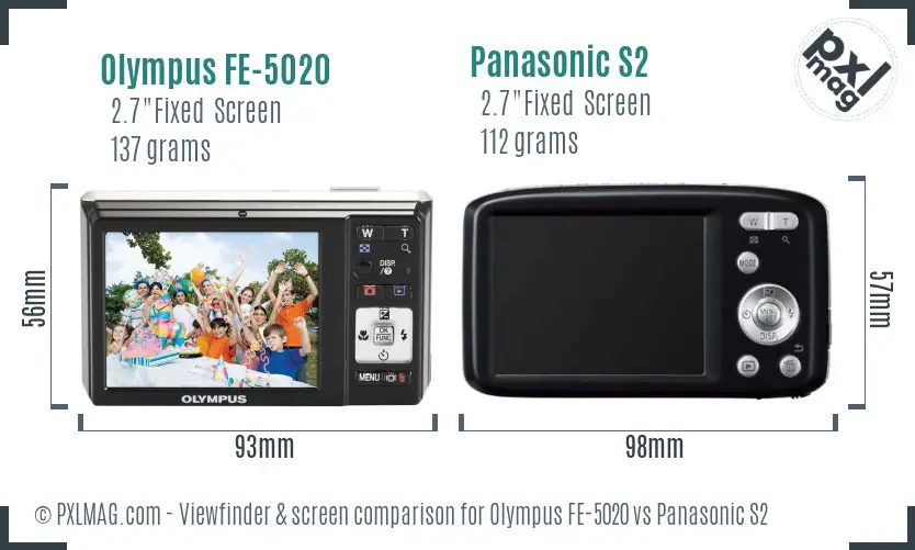 Olympus FE-5020 vs Panasonic S2 Screen and Viewfinder comparison
