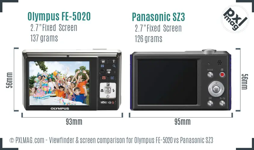 Olympus FE-5020 vs Panasonic SZ3 Screen and Viewfinder comparison Olympus FE-5020 vs Panasonic SZ3 Screen and Viewfinder comparison