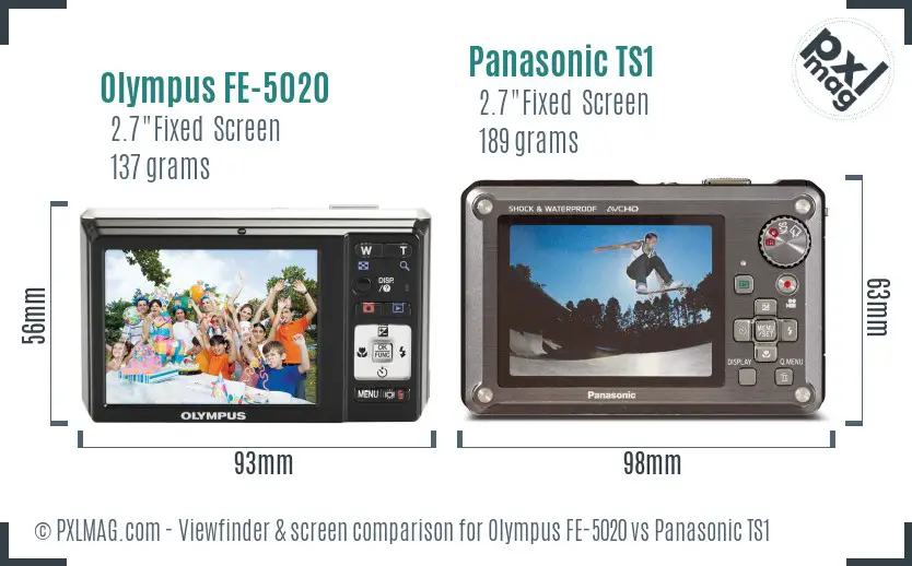 Olympus FE-5020 vs Panasonic TS1 Screen and Viewfinder comparison
